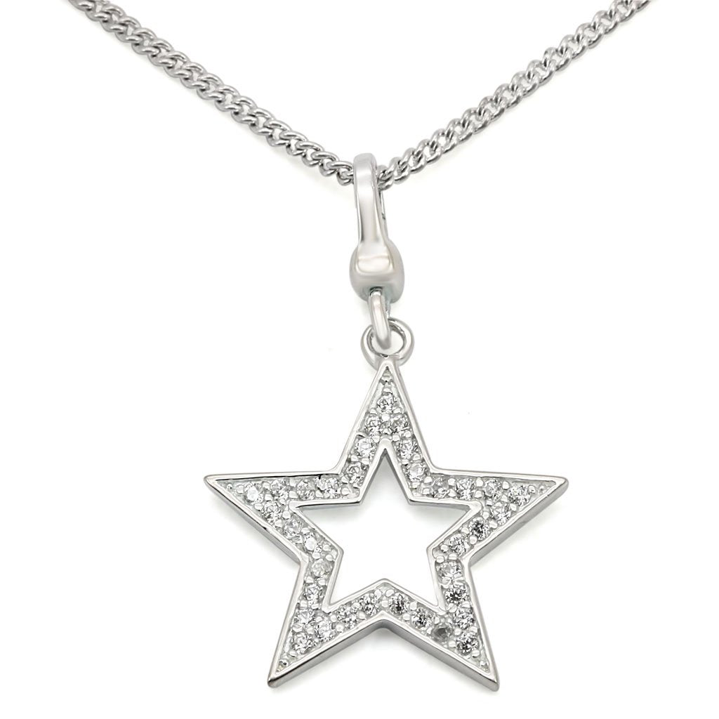 LOS441 - Silver 925 Sterling Silver Chain Pendant with AAA Grade CZ