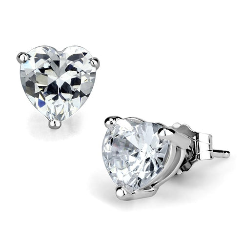 LOS882 - Rhodium 925 Sterling Silver Earrings with AAA Grade CZ  in