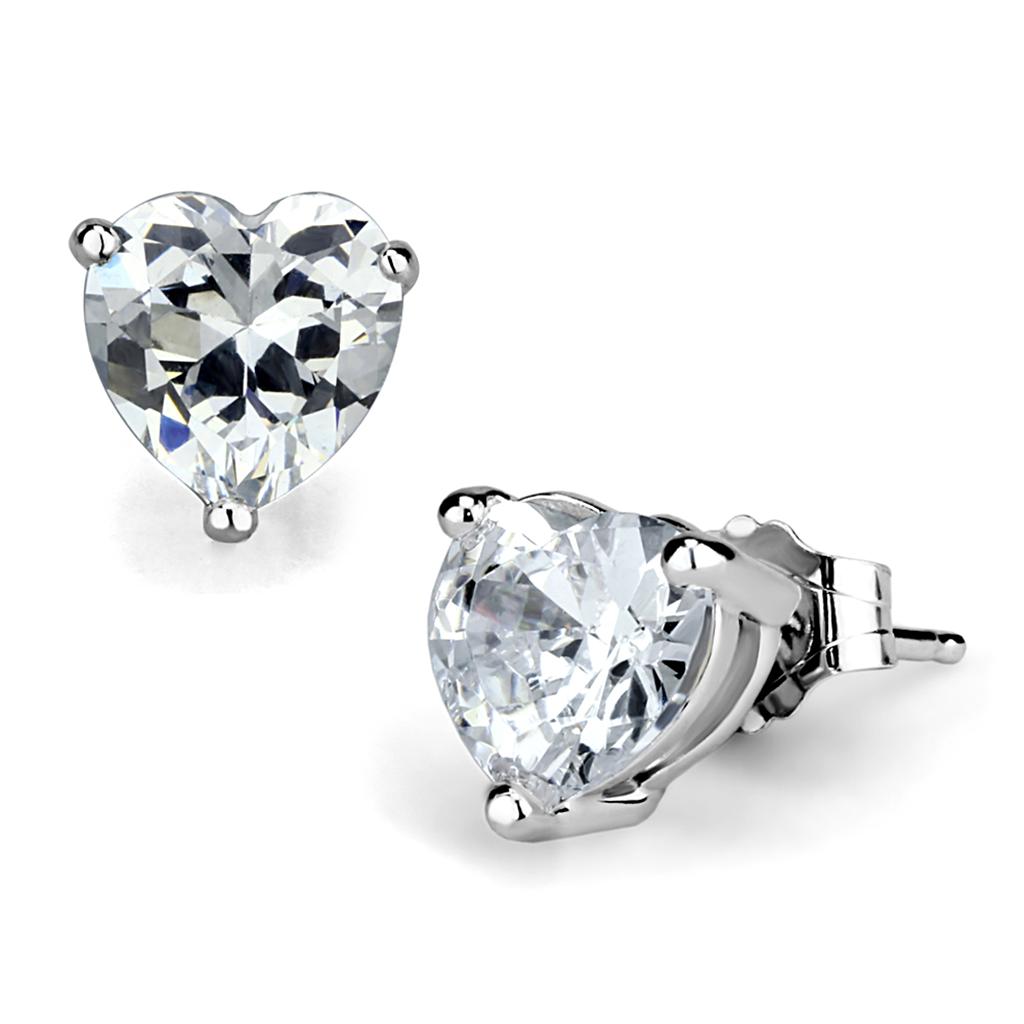 LOS882 - Rhodium 925 Sterling Silver Earrings with AAA Grade CZ  in
