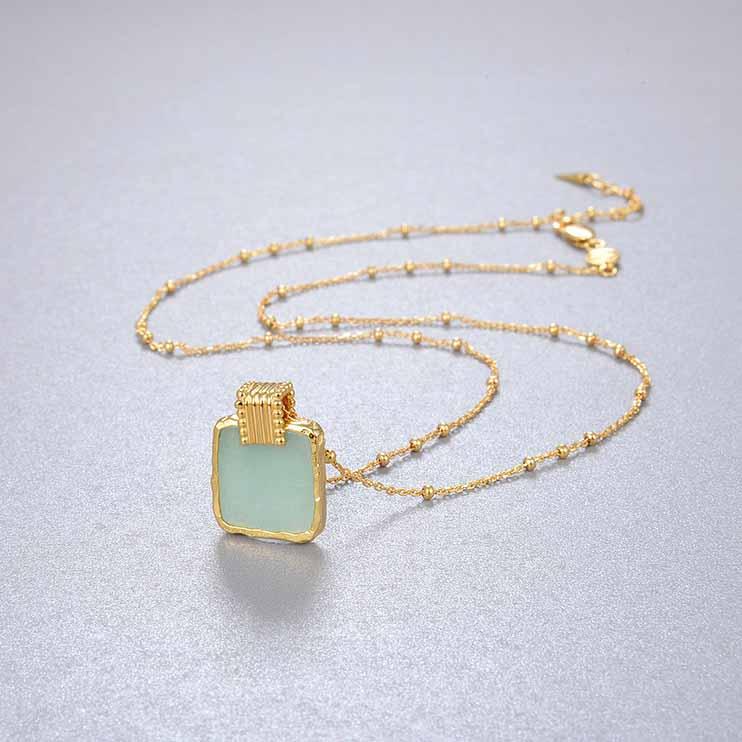 S925 silver pendant bead chain necklace with nature stone and many
