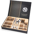 24Pcs/set Stainless Steel Tableware Gold Cutlery Set Knife Spoon and