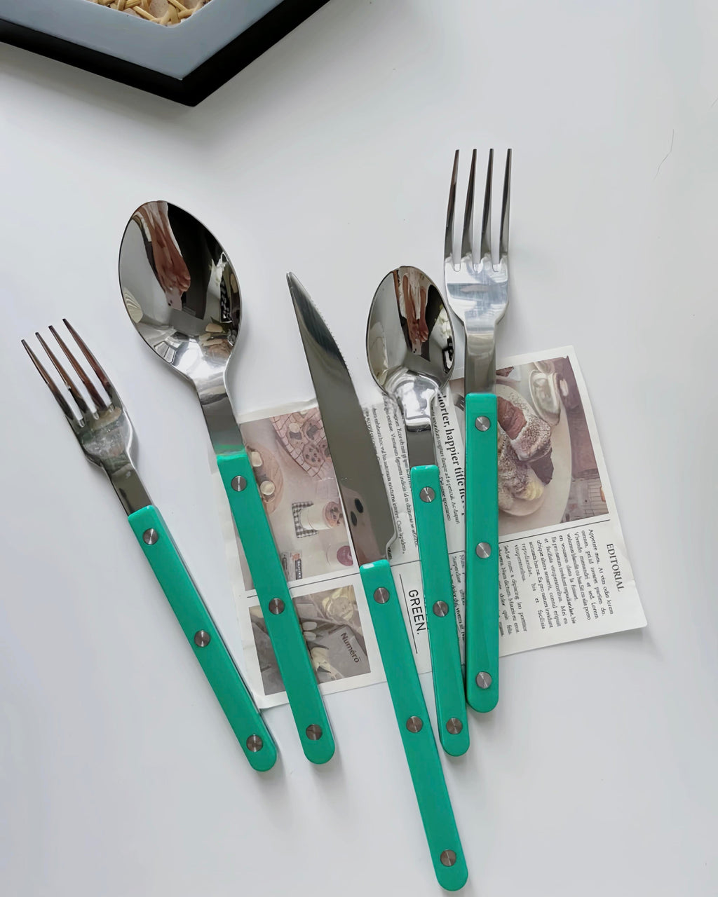 10 Pcs Modern French Rivet Cutlery Set - Bistrot Style Flatware