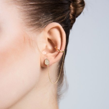 Mia Silver Threader Ear Cuff Earring with Chain
