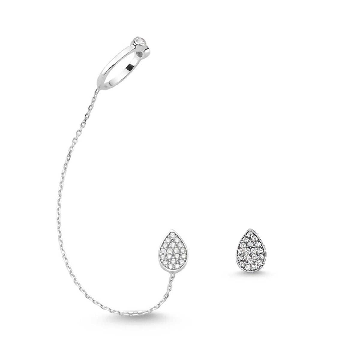 Mia Silver Threader Ear Cuff Earring with Chain
