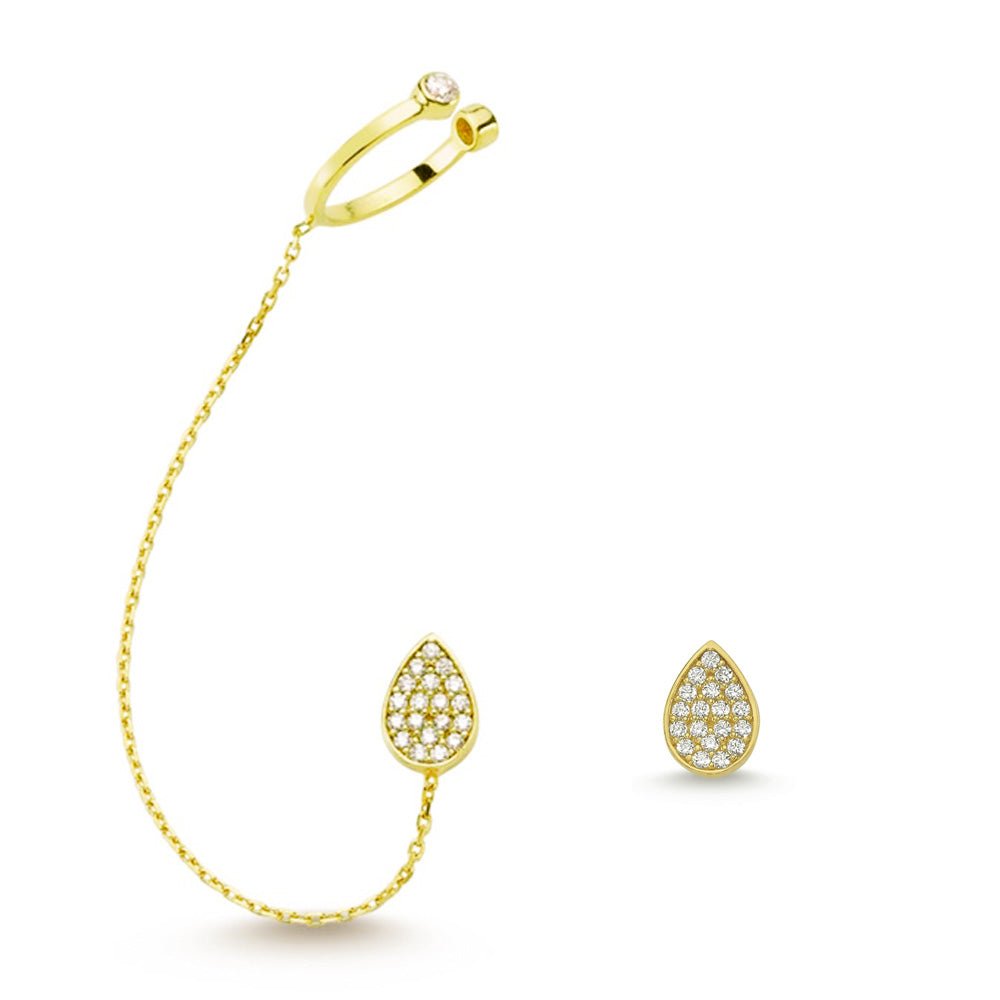 Mia Silver Threader Ear Cuff Earring with Chain