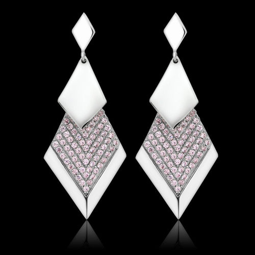 TS053 - Rhodium 925 Sterling Silver Earrings with AAA Grade CZ  in