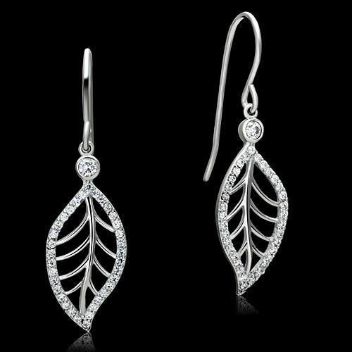 TS068 - Rhodium 925 Sterling Silver Earrings with AAA Grade CZ  in