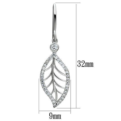 TS068 - Rhodium 925 Sterling Silver Earrings with AAA Grade CZ  in